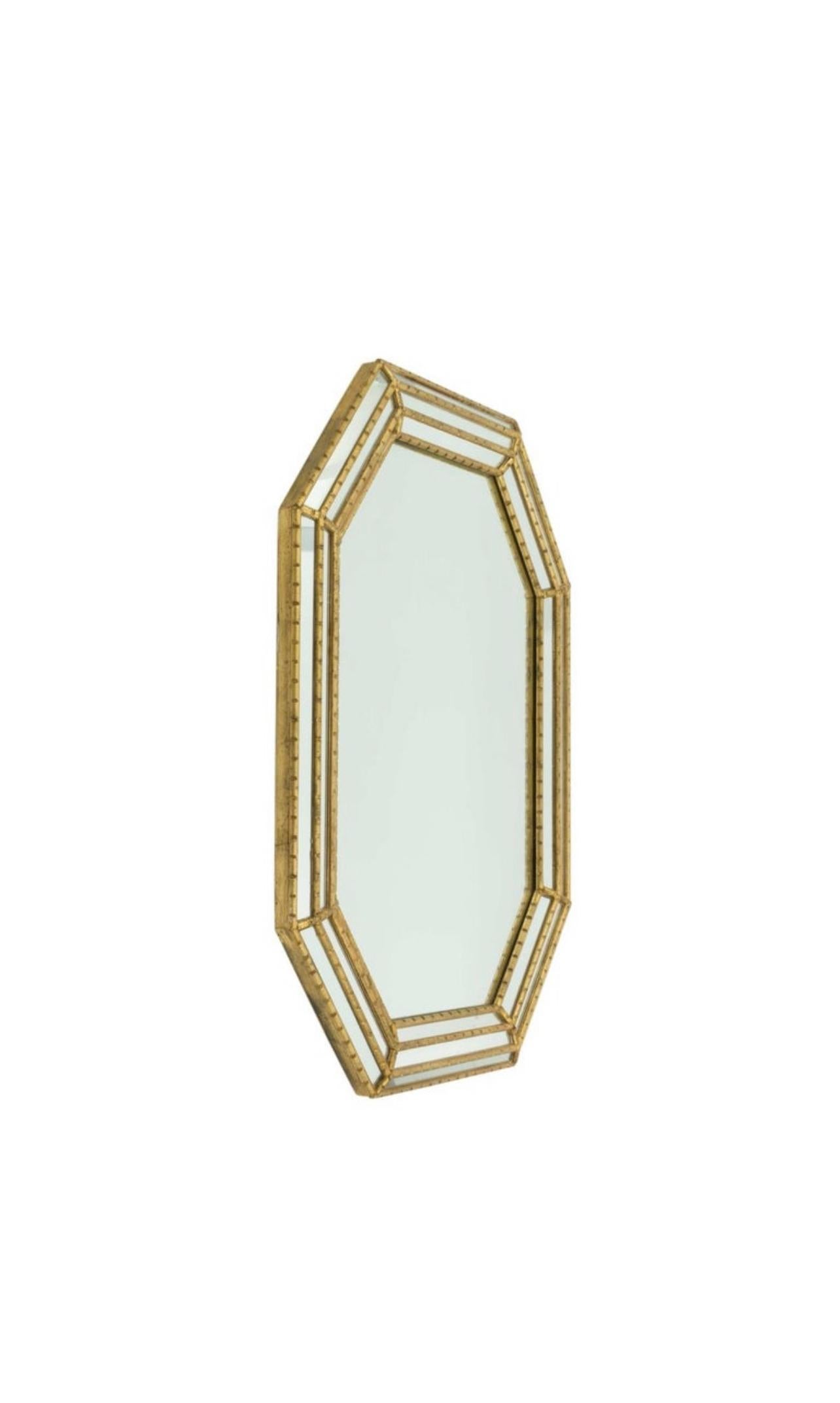 Hollywood Regency Labarge Gold Faux Bamboo Mirror