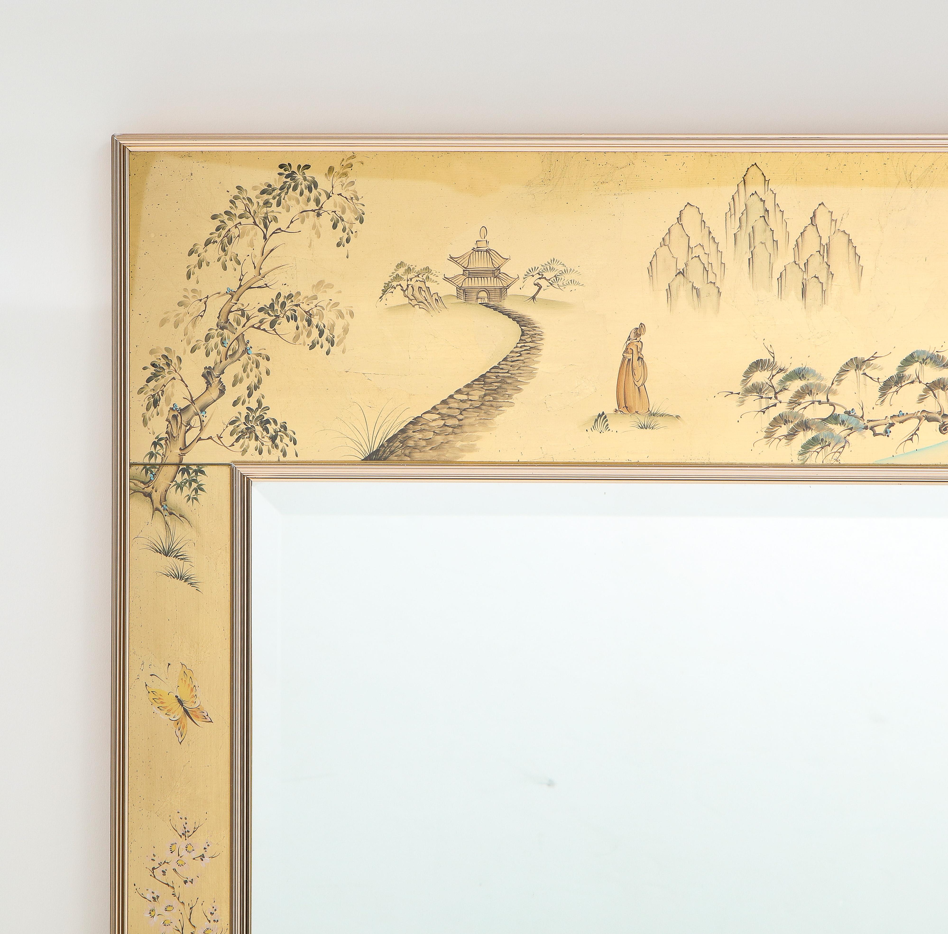North American La Barge Gold Leaf Chinoiserie Mirror