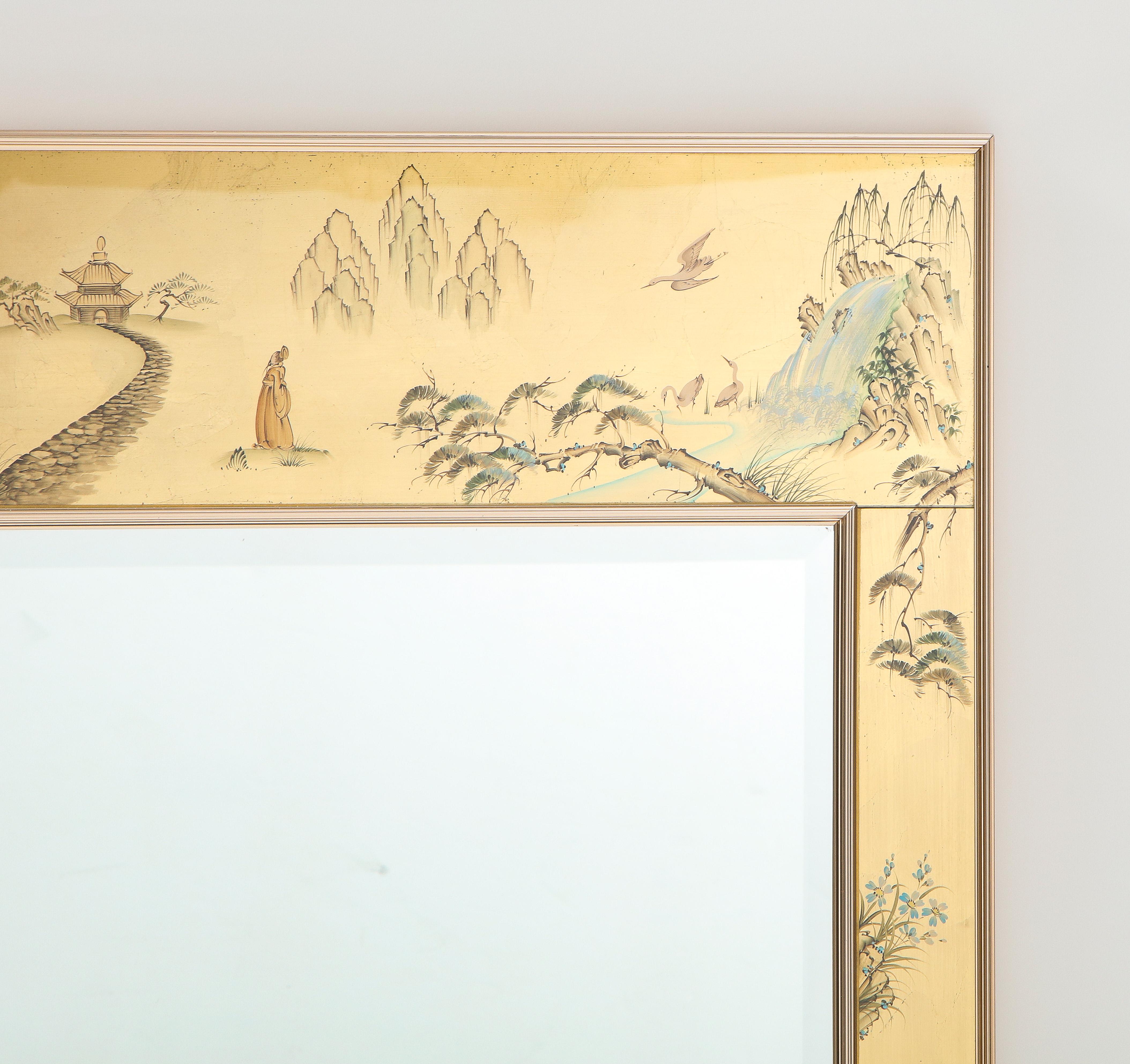 La Barge Gold Leaf Chinoiserie Mirror In Excellent Condition In New York, NY