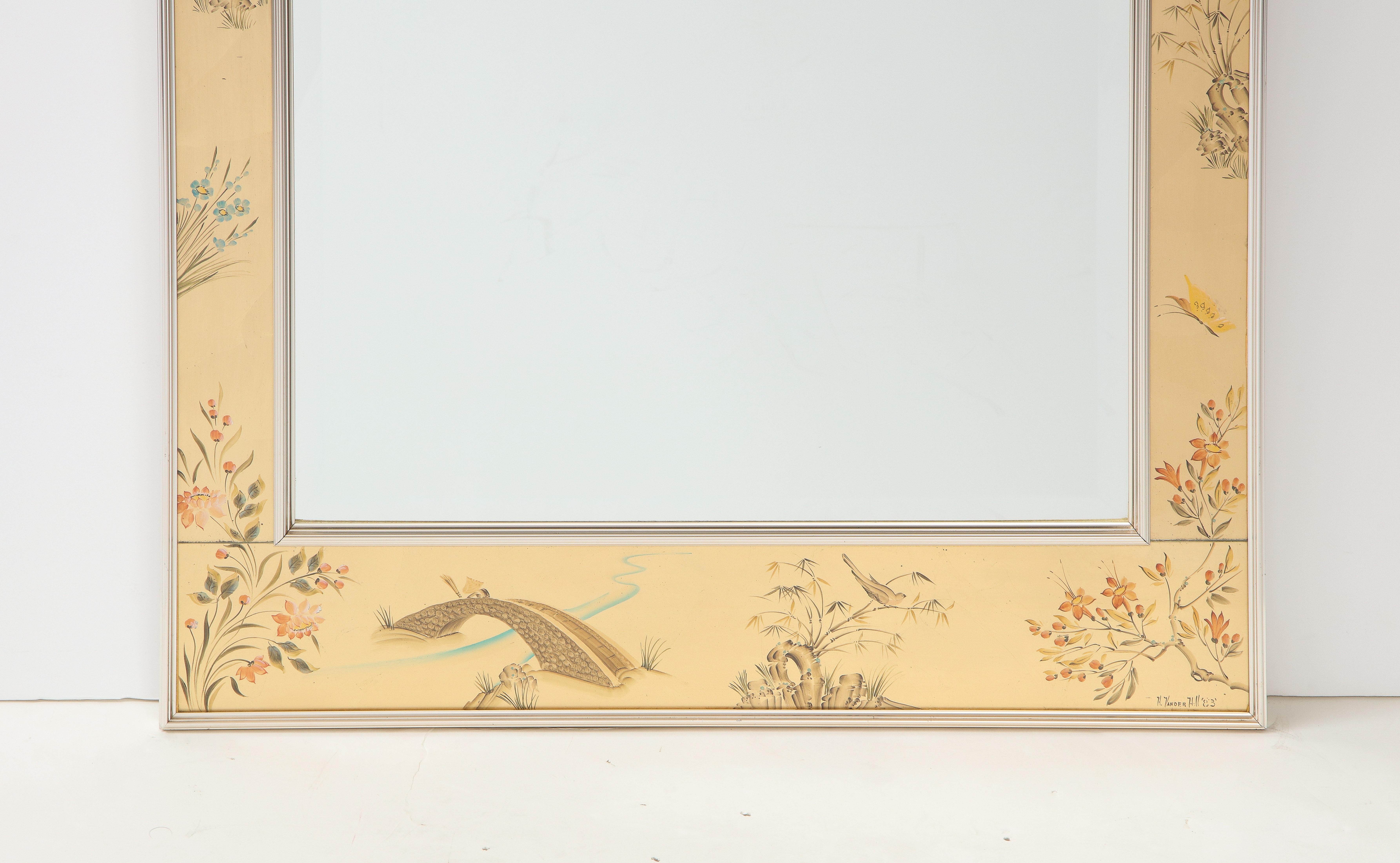 Chinoiserie LaBarge Gold Leaf Eglomise Mirror For Sale