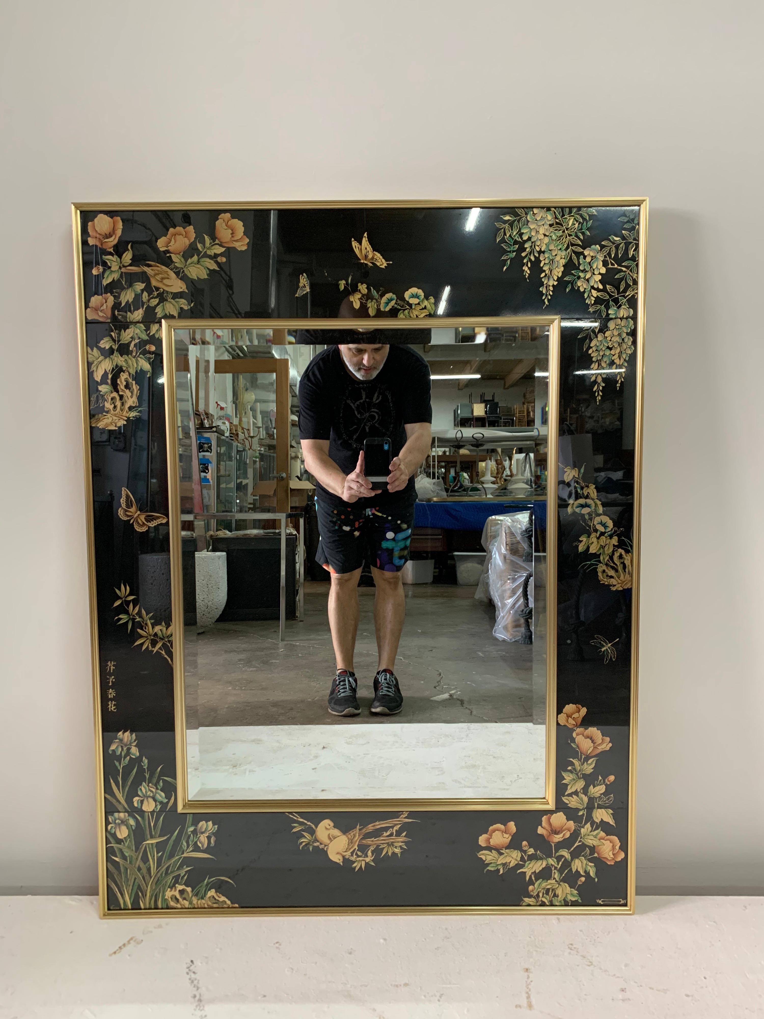 LaBarge Hand Painted Large Églomisé Mirror 2