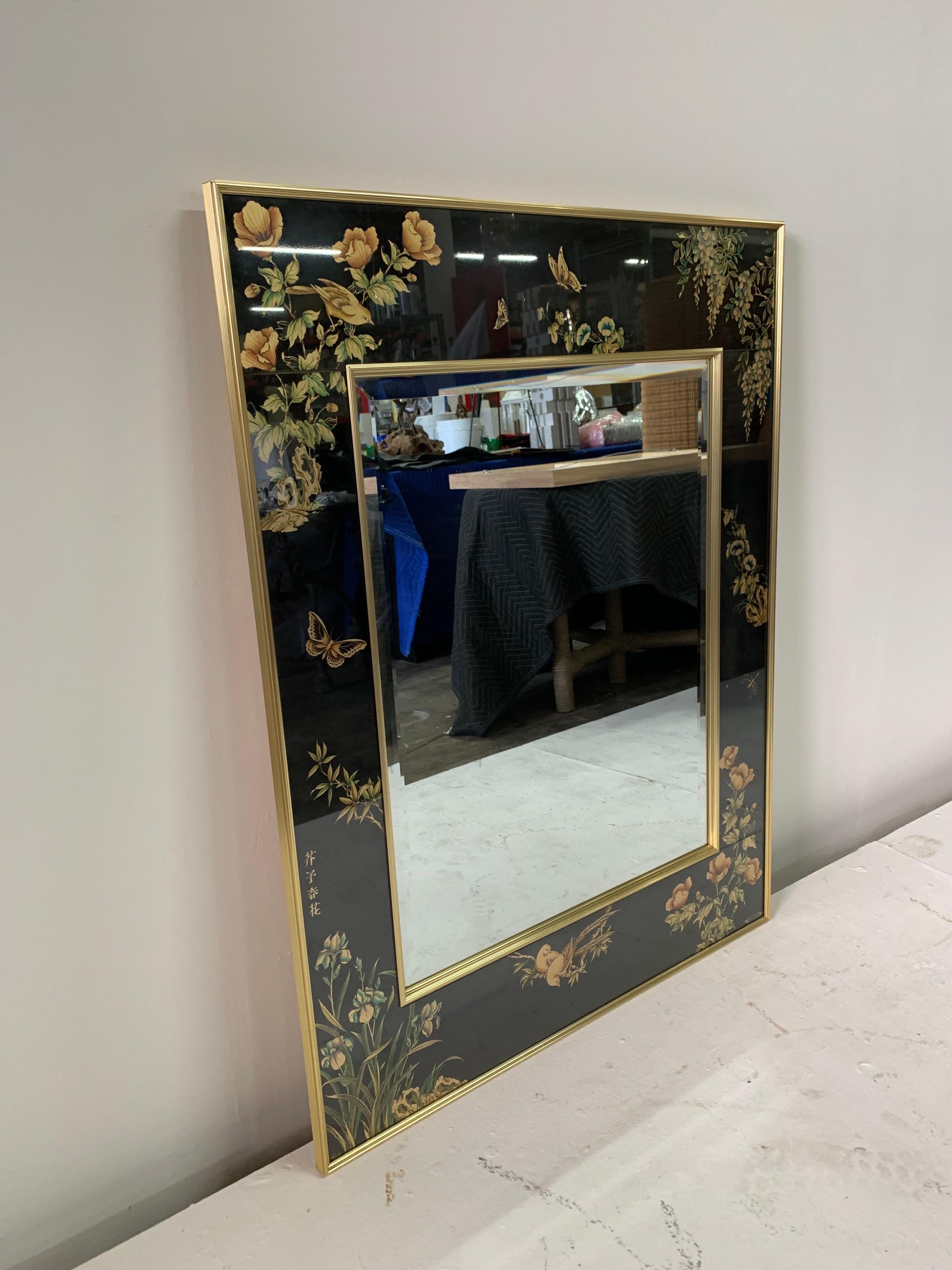 LaBarge Hand Painted Large Églomisé Mirror 1