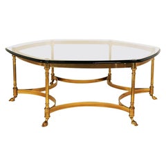 LaBarge Hexagonal Brass Glass Coffee Table