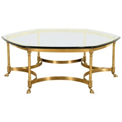 LaBarge Hollywood Regency Brass and Glass Cocktail Table, Circa 1960s