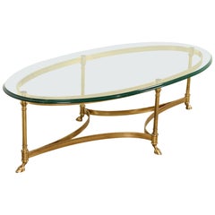 LaBarge Hollywood Regency Brass and Glass Cocktail Table, Circa 1960s