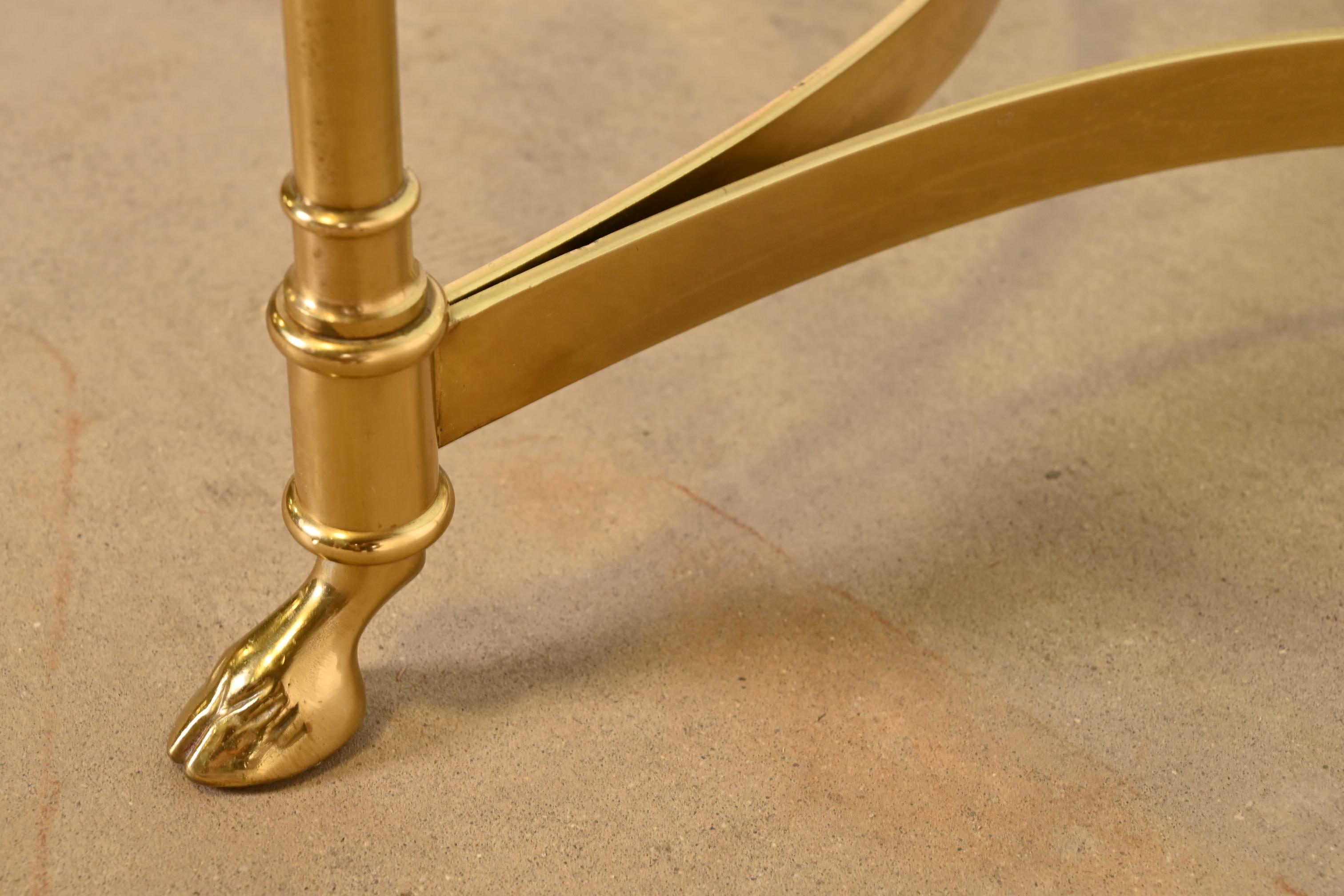 Labarge Hollywood Regency Brass and Glass Hooved Feet Cocktail Table, 1960s 4
