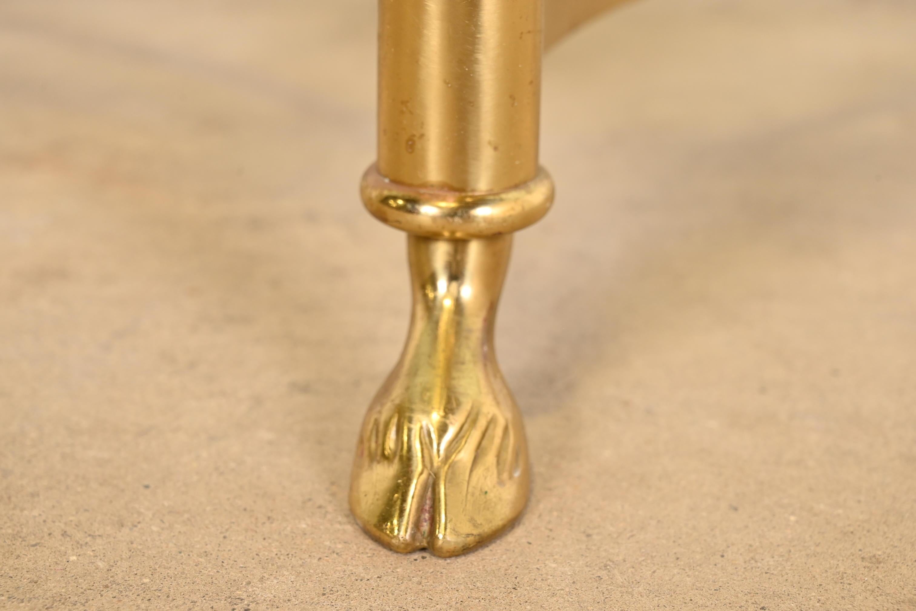 Labarge Hollywood Regency Brass and Glass Hooved Feet Cocktail Table, 1960s 5