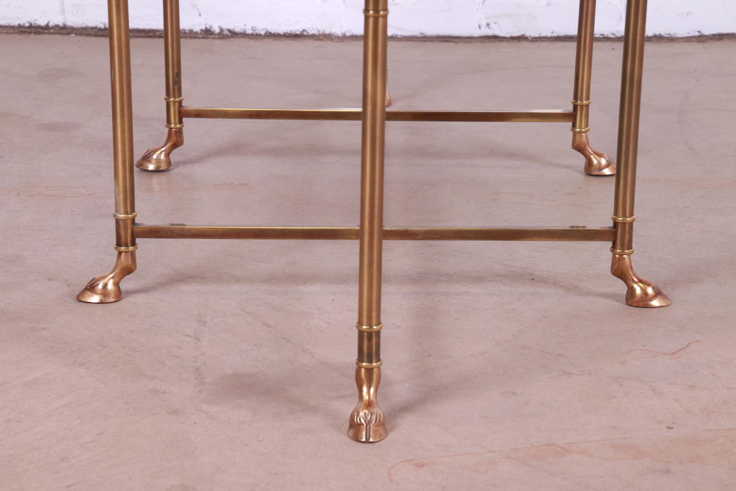 Labarge Hollywood Regency Brass and Glass Hooved Feet Cocktail Table, 1960s 7