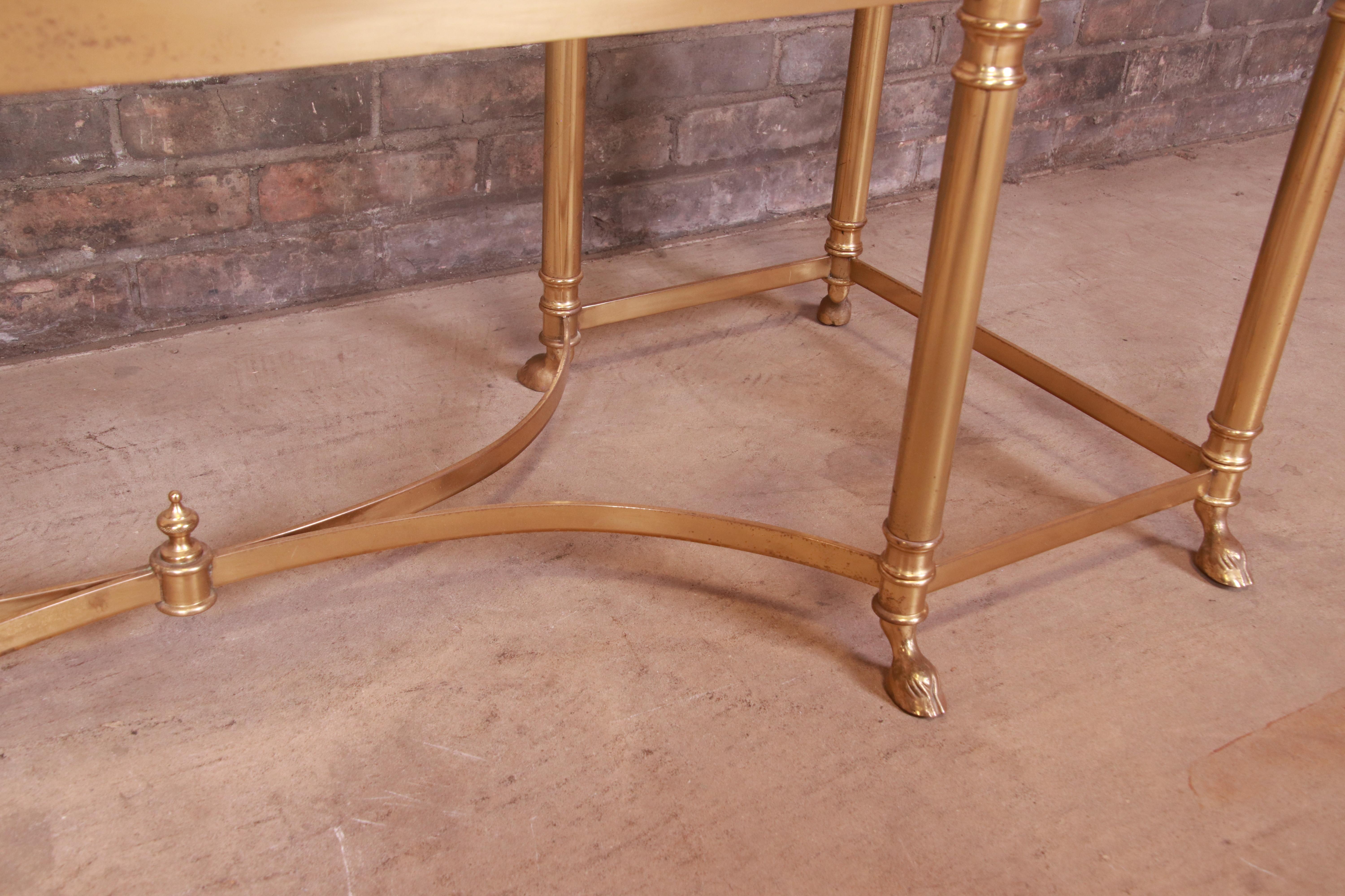 Labarge Hollywood Regency Brass and Glass Hooved Feet Cocktail Table, 1960s 1