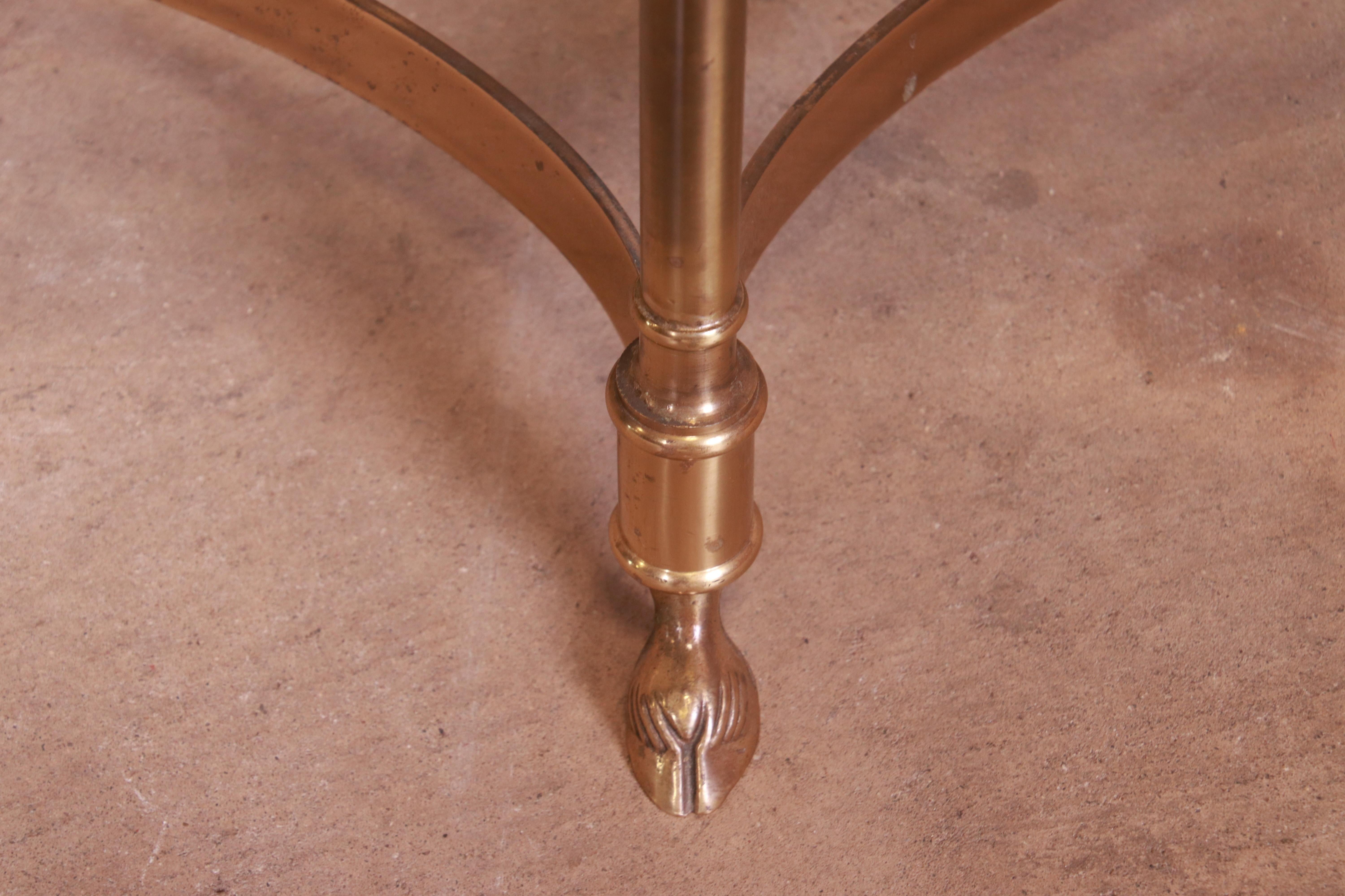 Mid-20th Century Labarge Hollywood Regency Brass and Glass Hooved Feet Cocktail Table, 1960s