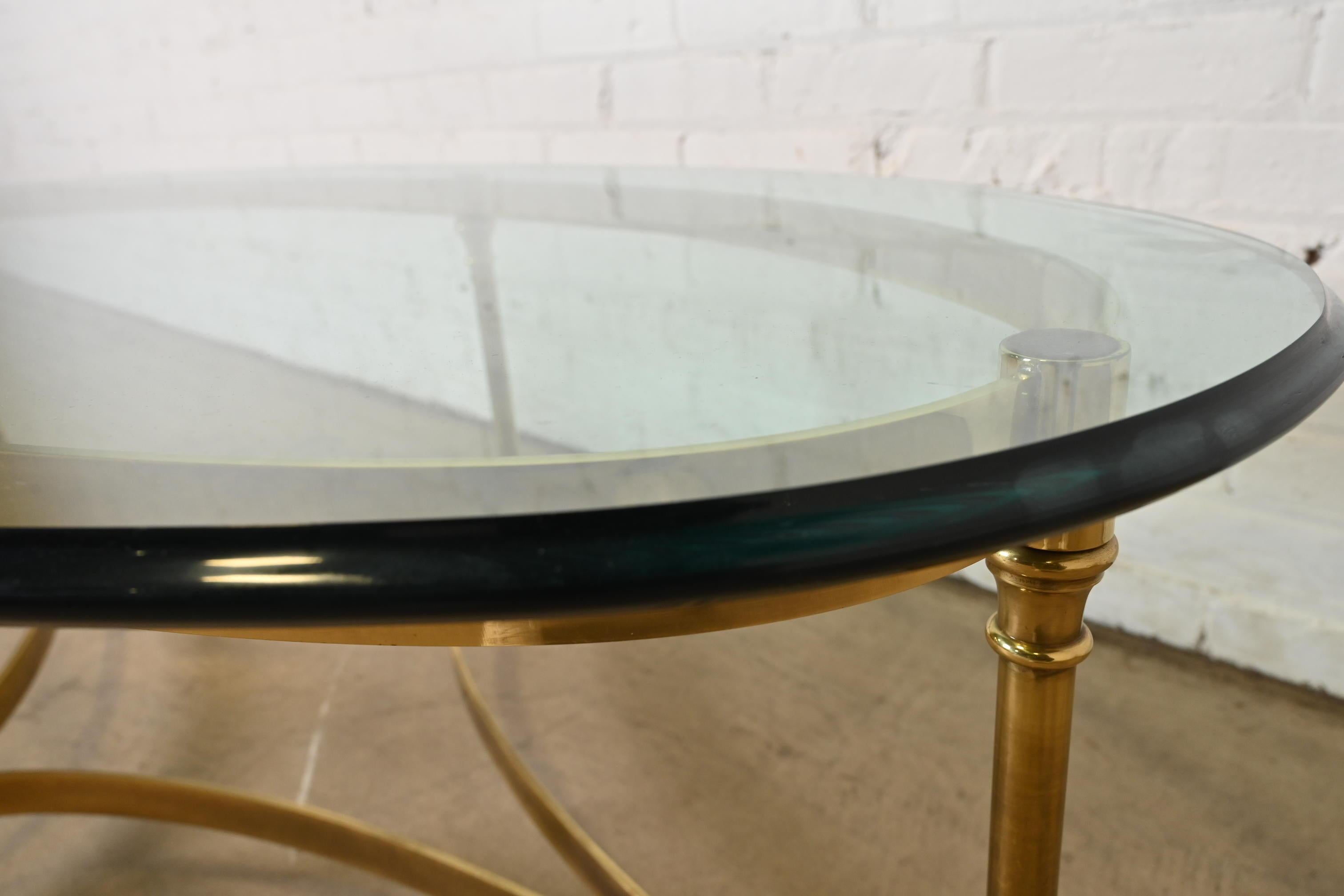 Labarge Hollywood Regency Brass and Glass Hooved Feet Cocktail Table, 1960s 3