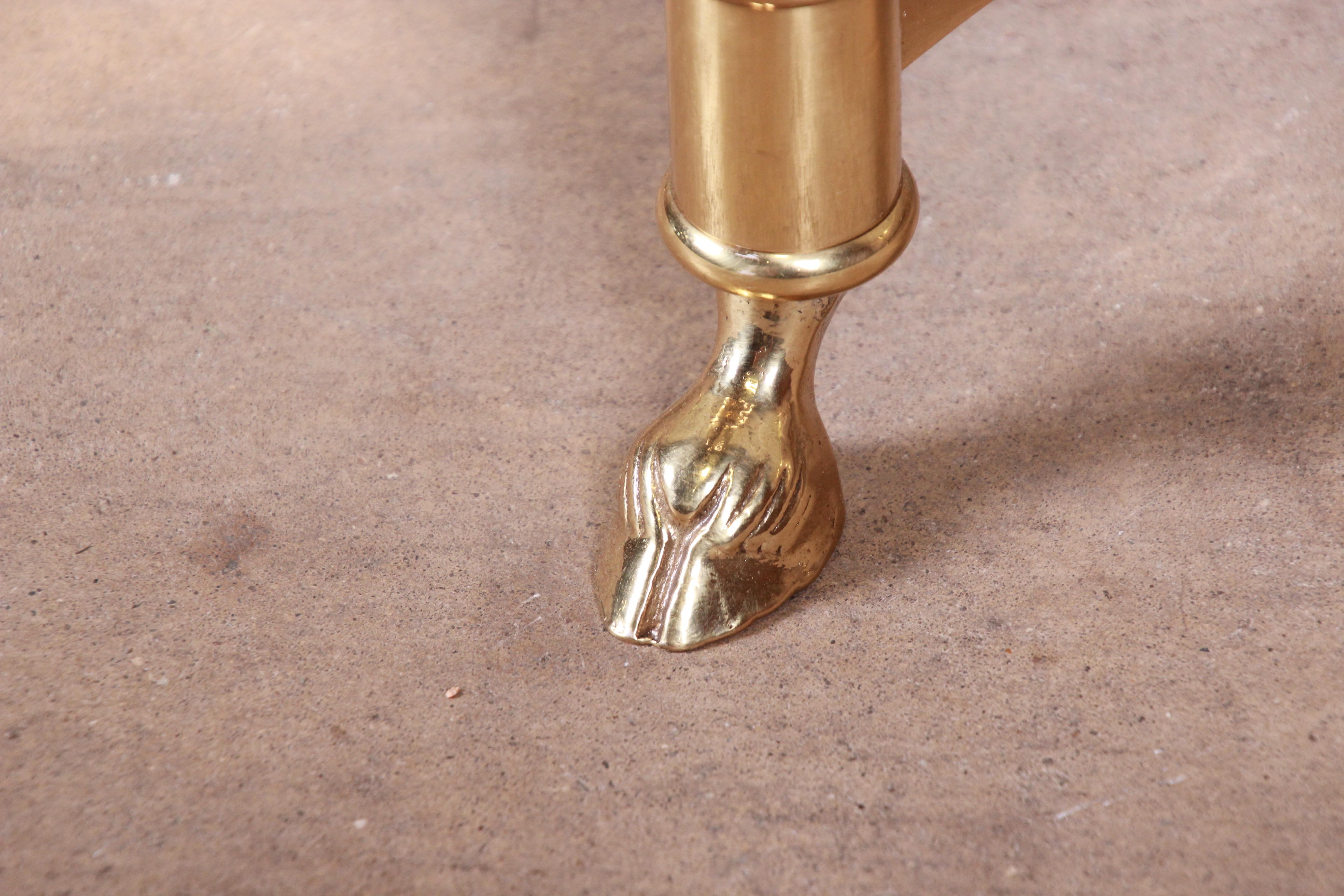 Labarge Hollywood Regency Brass and Glass Hooved Feet Cocktail Table 4