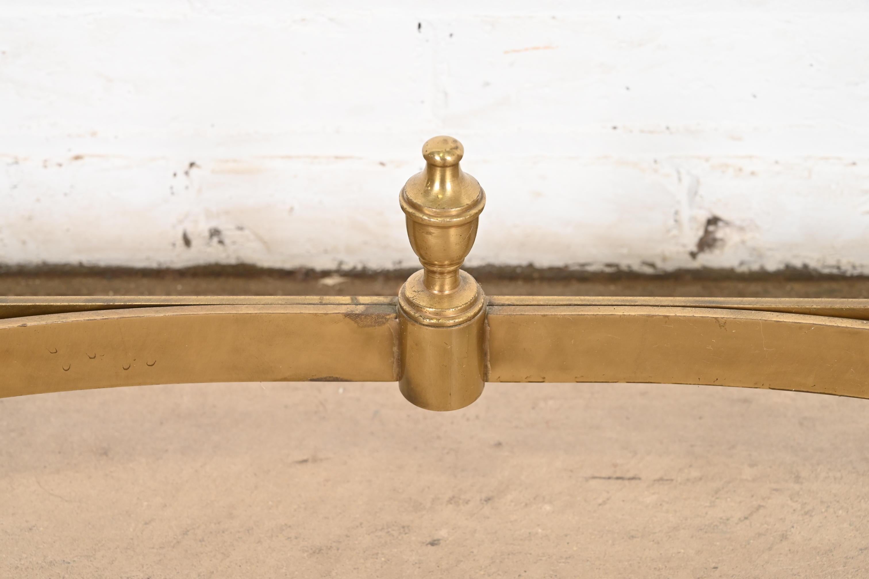 Labarge Hollywood Regency Brass and Glass Hooved Feet Console Table, Circa 1960s For Sale 4