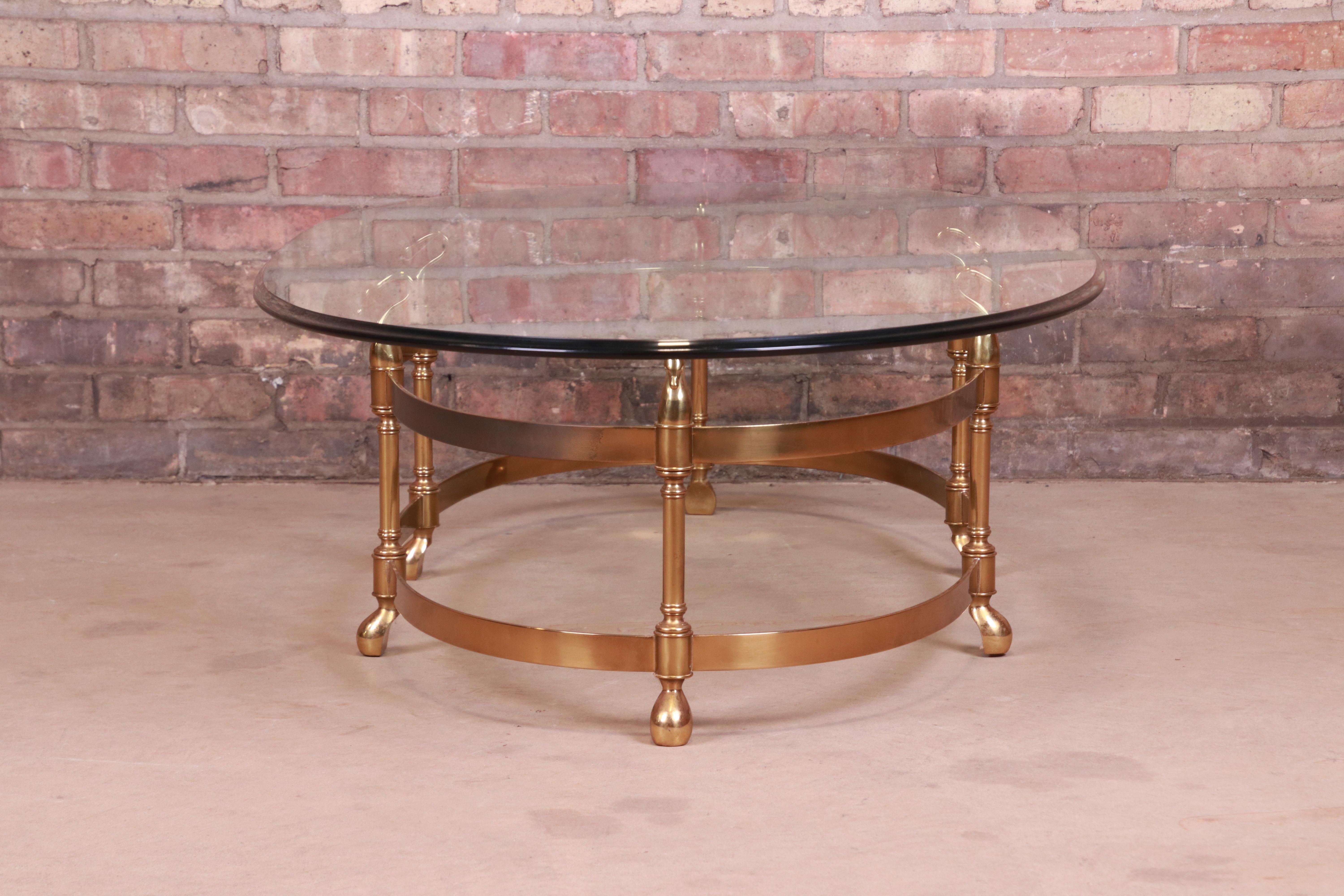Labarge Hollywood Regency Brass and Glass Swan Motif Cocktail Table, Circa 1960s 6