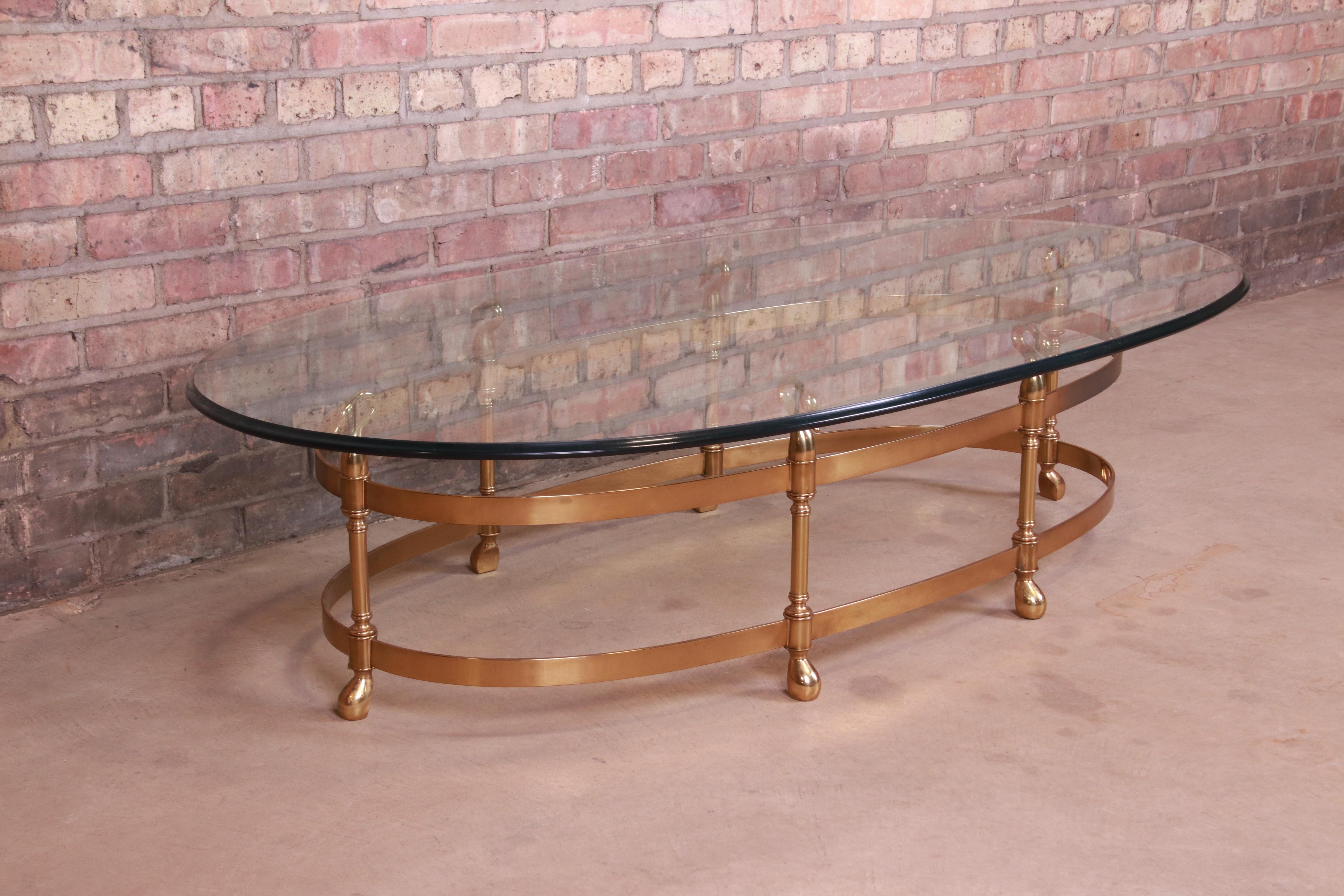 Labarge Hollywood Regency Brass and Glass Swan Motif Cocktail Table, Circa 1960s 1