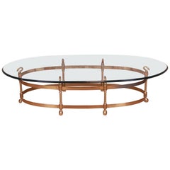 Retro Labarge Hollywood Regency Brass and Glass Swan Motif Cocktail Table, Circa 1960s