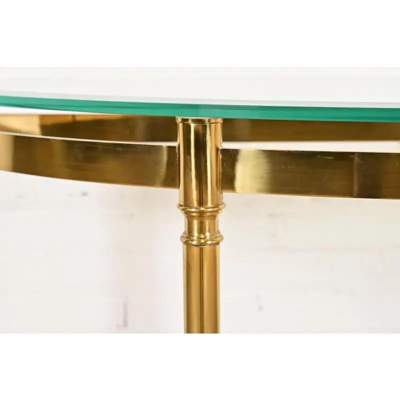 Mesa consola Labarge Hollywood Regency de latón con patas en forma de cascos, circa años 60 mediados del siglo XX en venta