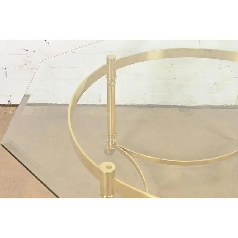 Labarge Hollywood Regency Brass, Glass Hooved Feet Cocktail Table, Circa 1960s For Sale 2