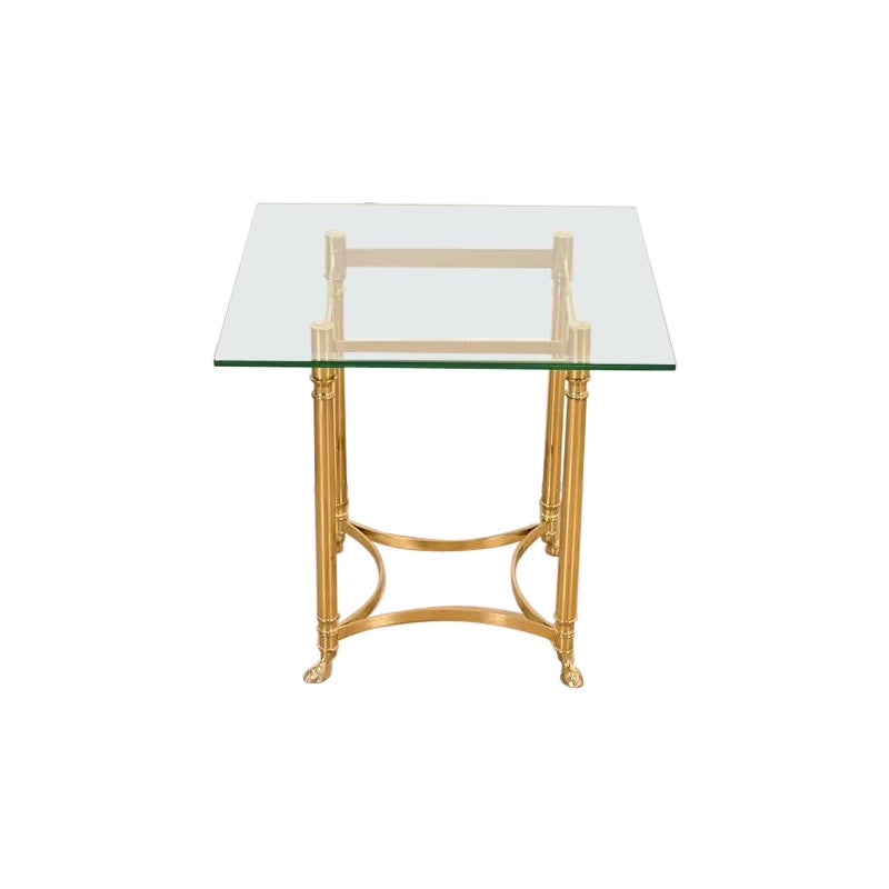 Mesa auxiliar Labarge Hollywood Regency de latón con pies de cuernos, Circa 1960s