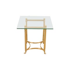 Mesa auxiliar Labarge Hollywood Regency de latón con pies de cuernos, Circa 1960s