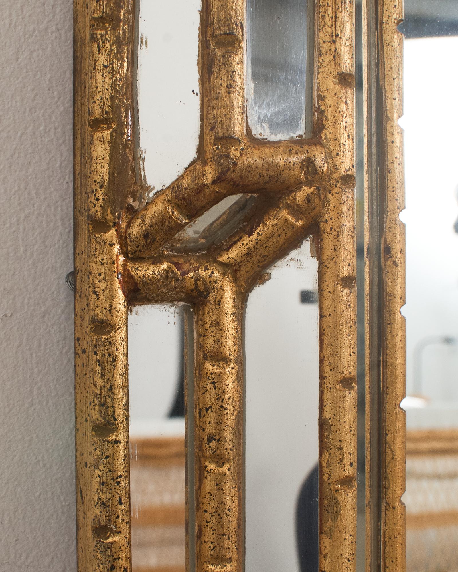 Miroir coussin en bois doré et faux bambou Labarge Hollywood Regency en vente 4