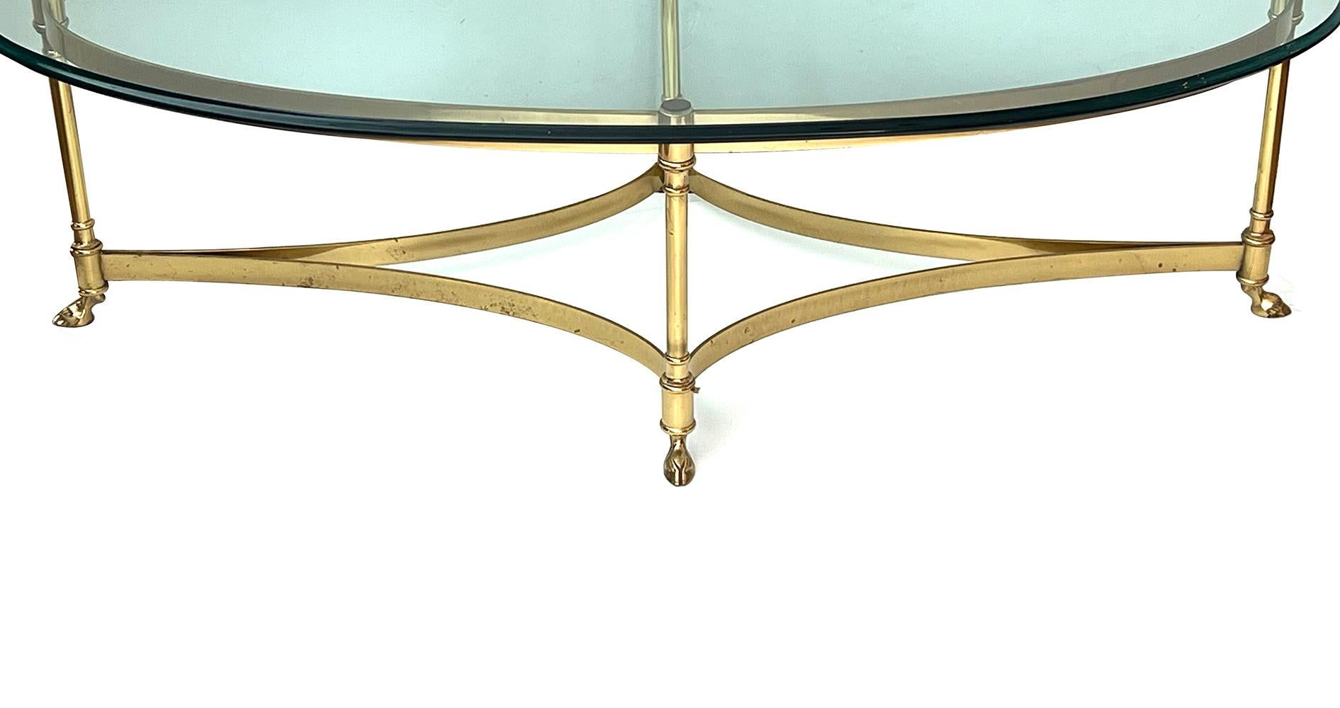 American LaBarge Hollywood Regency Neoclassical Style Brass & Glass Coffee Table