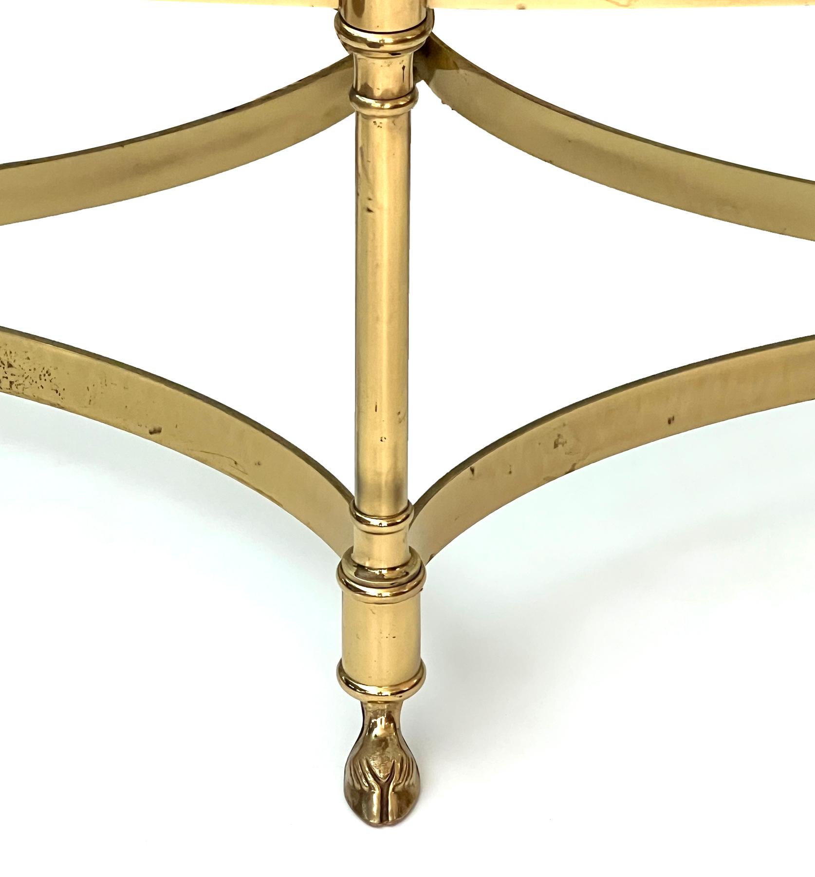 LaBarge Hollywood Regency Neoclassical Style Brass & Glass Coffee Table In Good Condition In San Francisco, CA