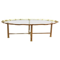 Vintage Labarge Hollywood Regency Oval Coffee table With Scalloped Edge