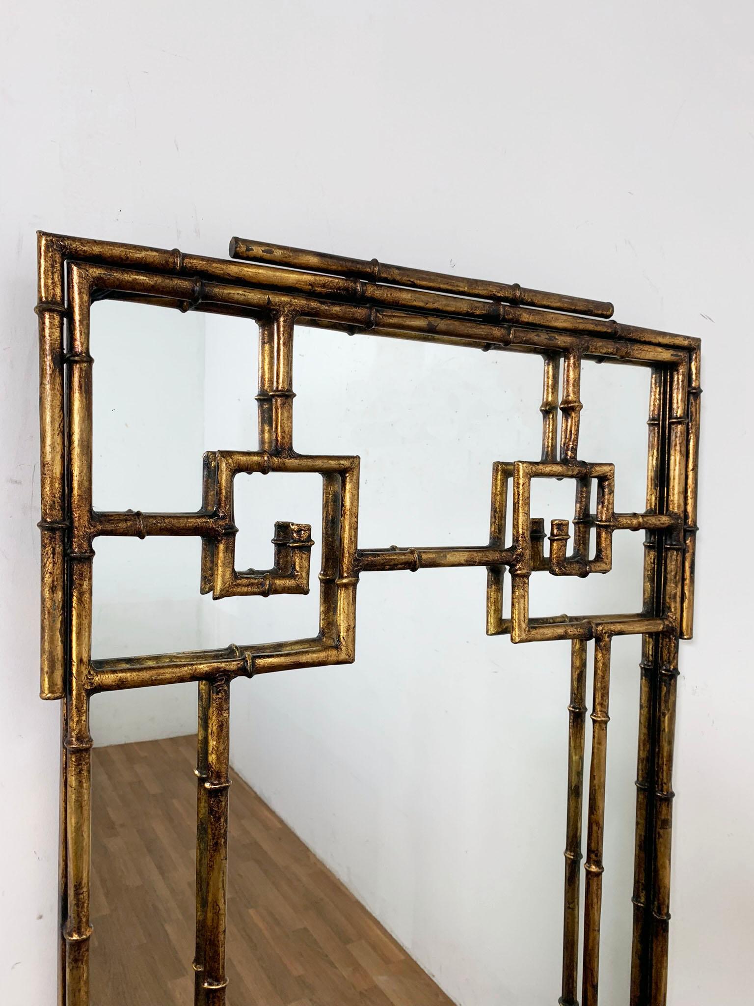 Mid-Century Modern Labarge Hollywood Regency Style Gilded Faux Bamboo Mirror, circa 1950s For Sale