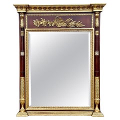 Specchio Trumeau LaBarge in legno dorato intagliato in stile neoclassico revival