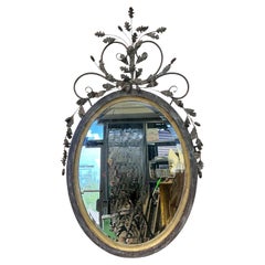 LaBarge Italian Giltwood & Painted Tole Mirror With Acorn & Leaf Metal Foliate