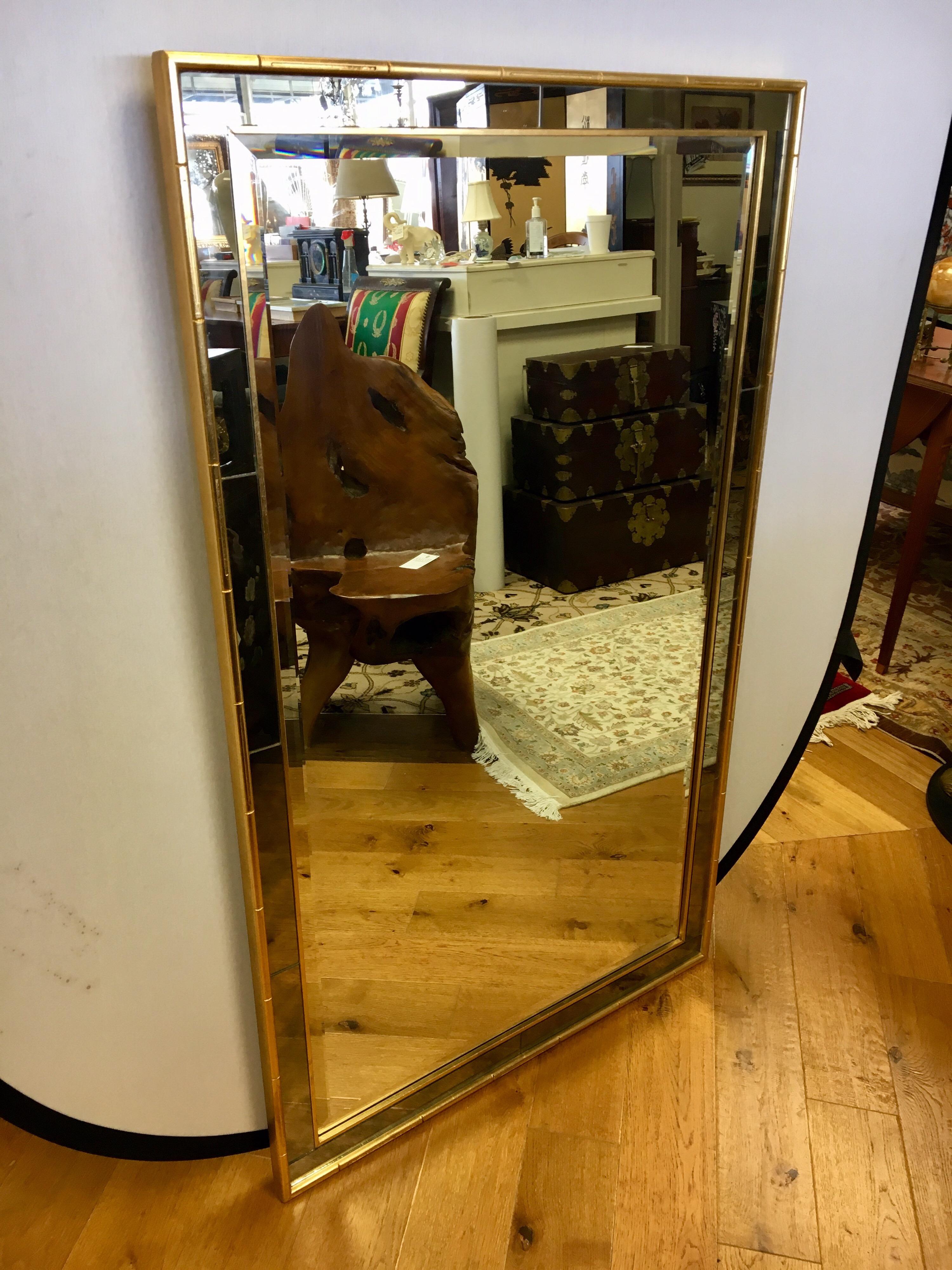 Labarge La Barge Large Gold Faux Bamboo Mirror In Good Condition In West Hartford, CT