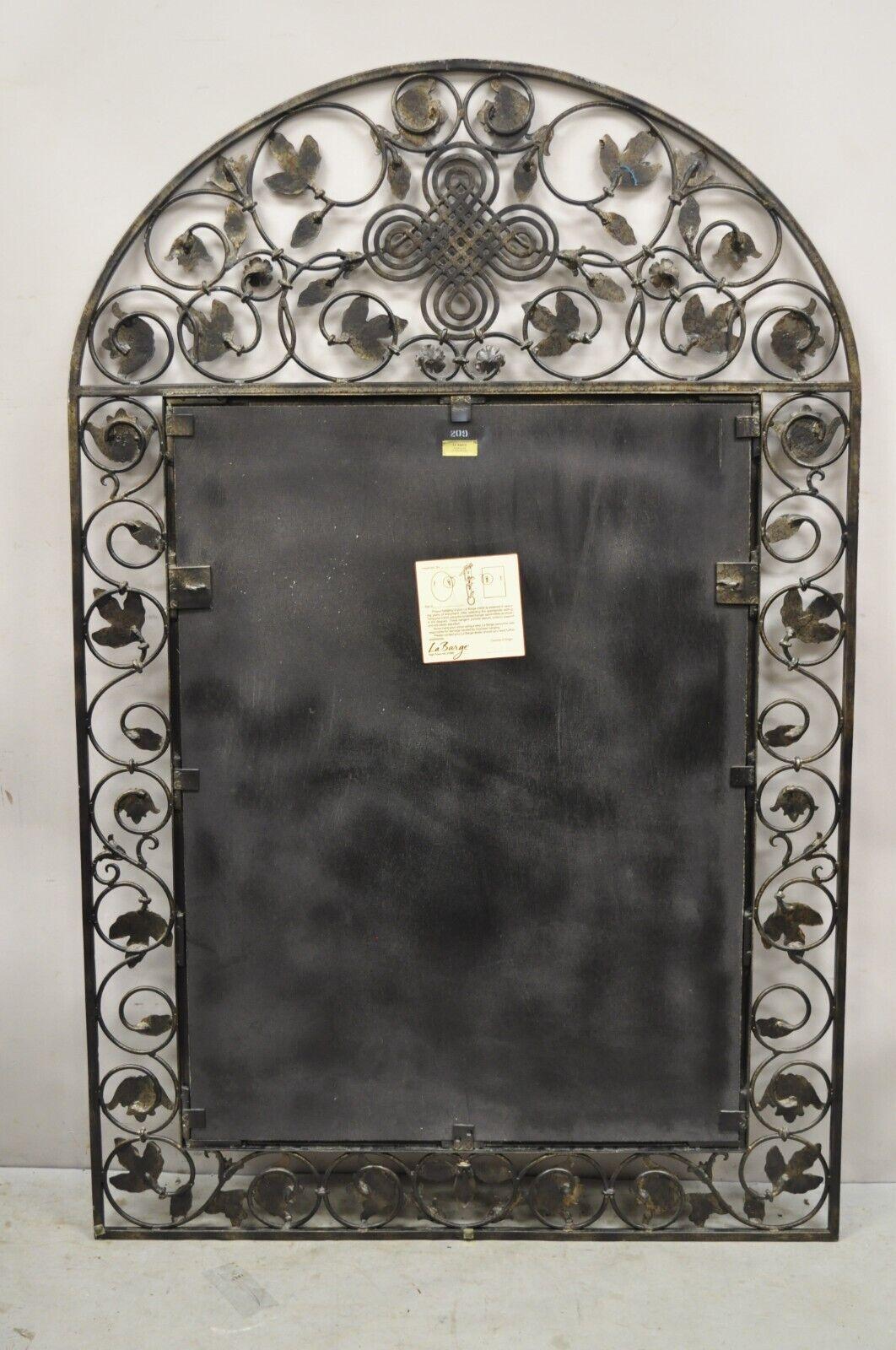 LaBarge Espejo de pared de hierro forjado estilo mediterráneo con volutas de hojas de flores Vidrio en venta