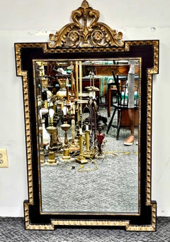 Labarge Napoleon III Style Patial Gilt and Ebonized Wall Mirror
