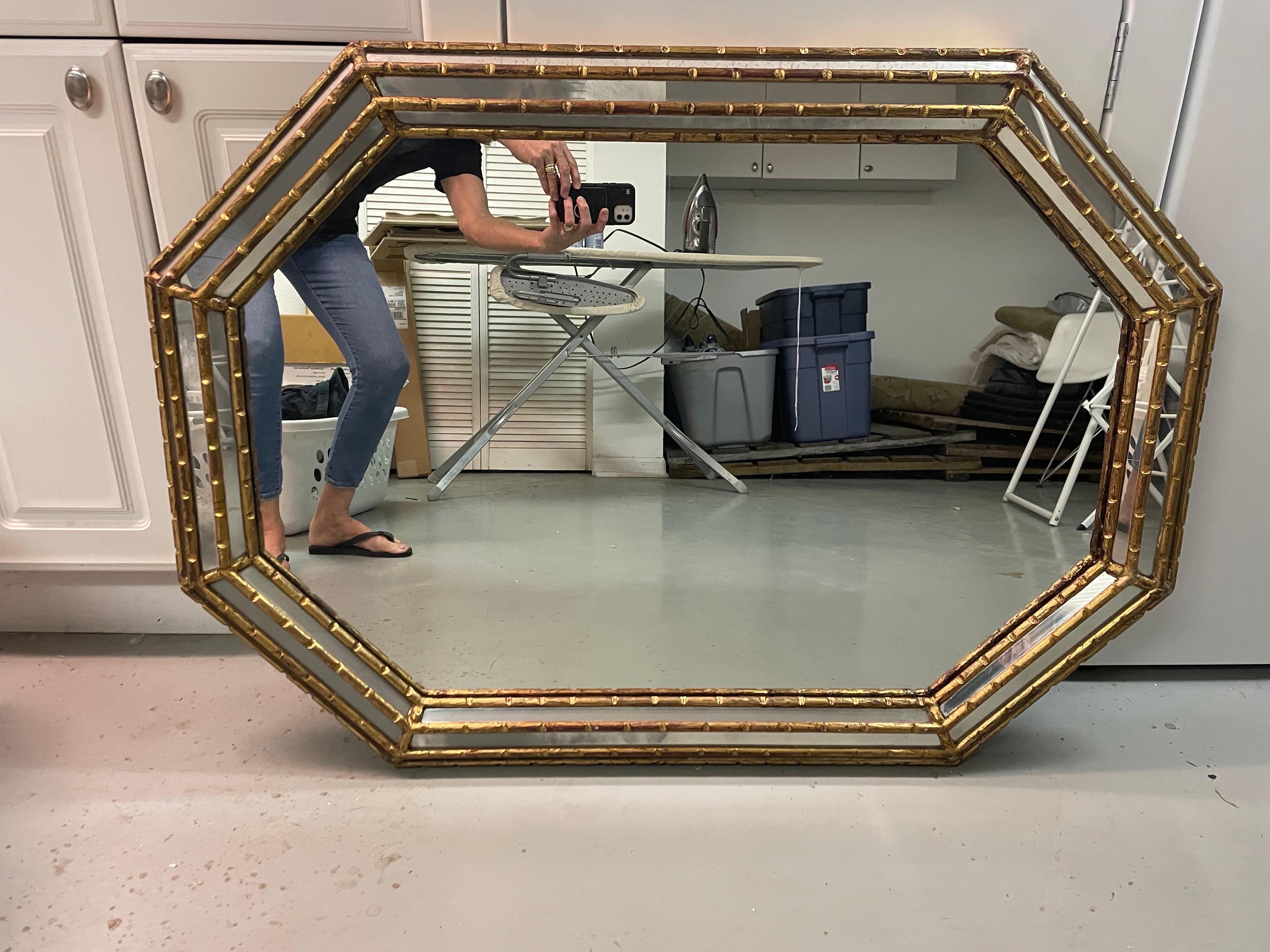 This is a vintage LaBarge octagonal gilt wood mirror with inset mirror on sides probably from the 70-80s 