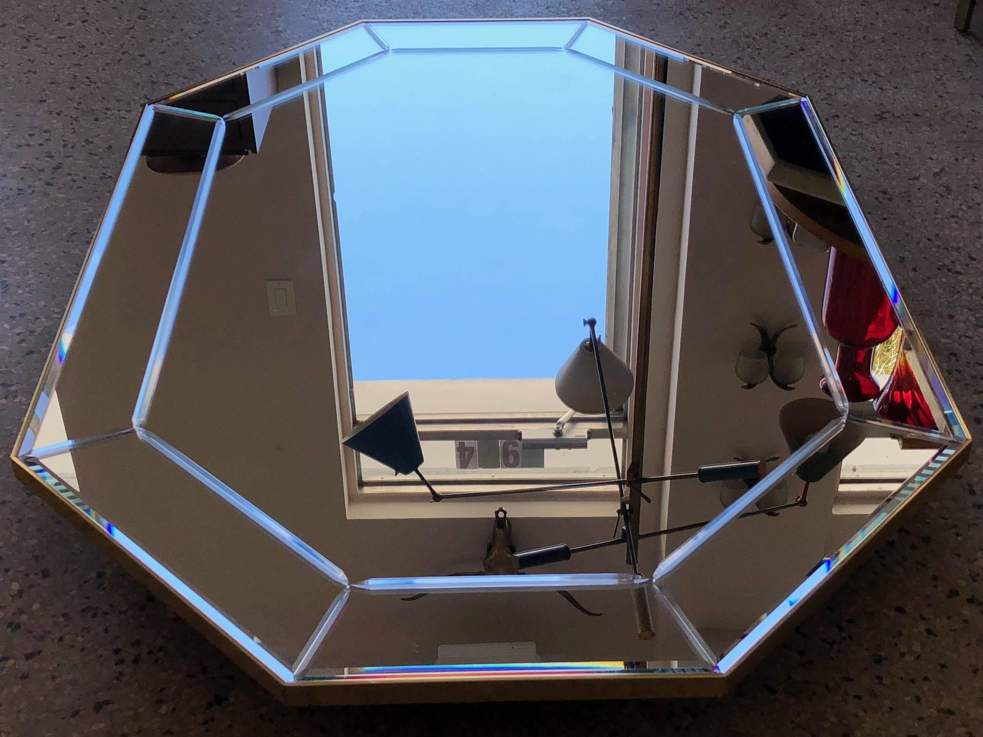 American LaBarge Octagonal Mirror in Brass Frame