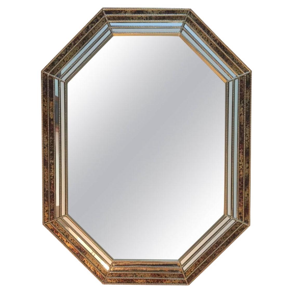 LaBarge Octagonal Oil Drop Brass Mirror ~ circa 1970 For Sale