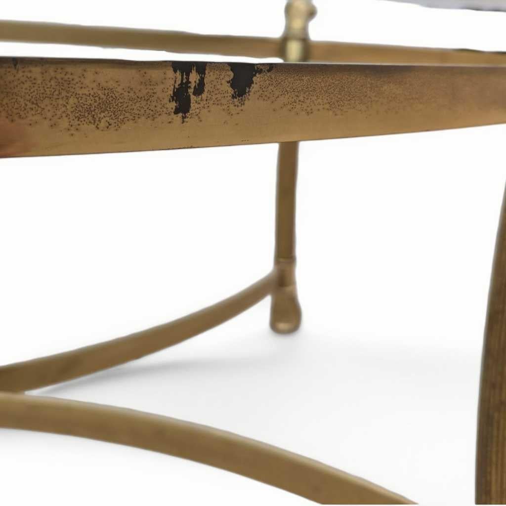 Labarge, Oval Brass Base Coffee Table, Glass Top, USA, c. 1970s For Sale 3