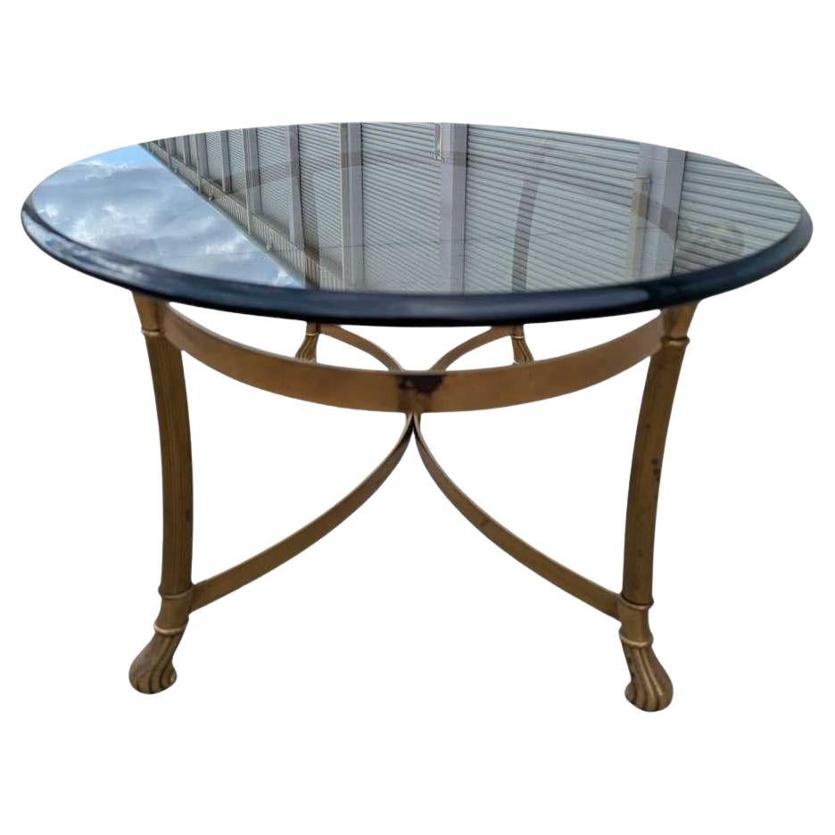 Labarge, Oval Brass Base Coffee Table, Glass Top, USA, c. 1970s For Sale 6