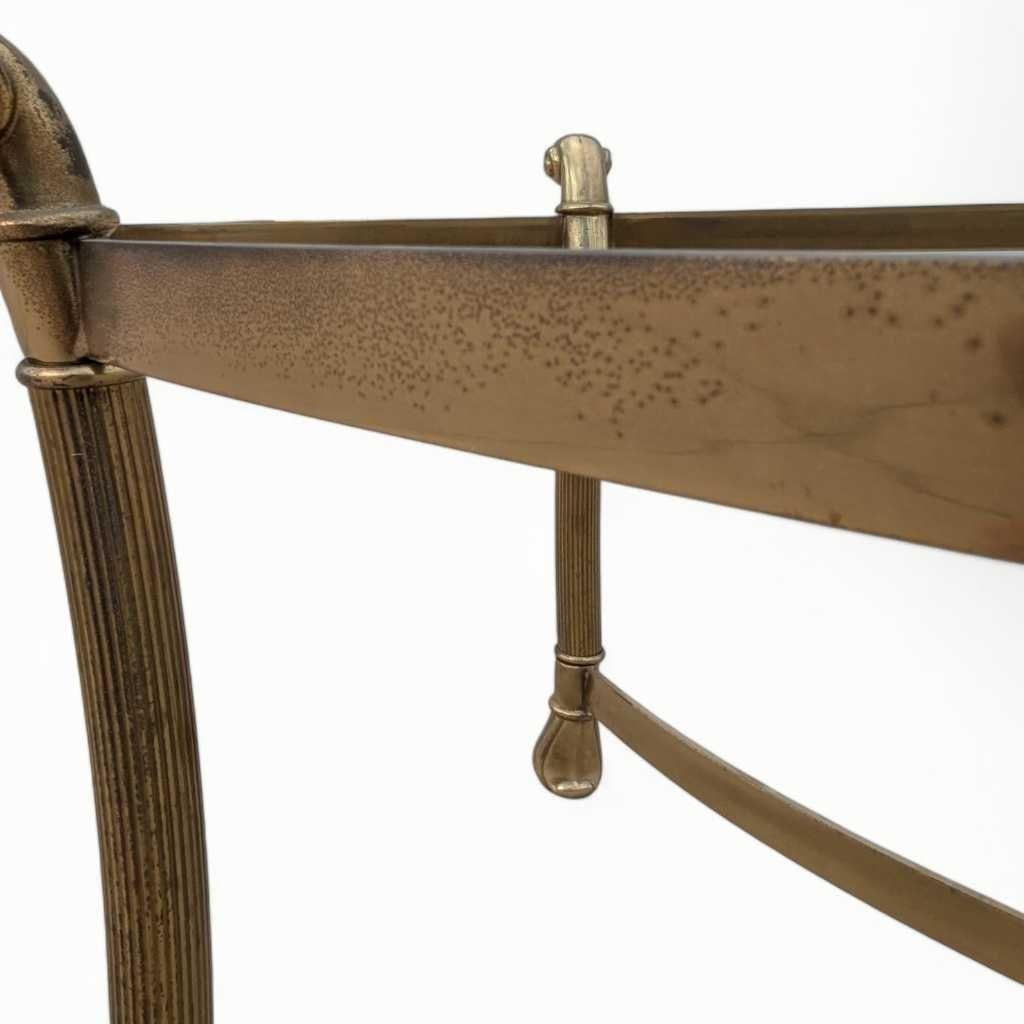 Labarge, Oval Brass Base Coffee Table, Glass Top, USA, c. 1970s For Sale 8