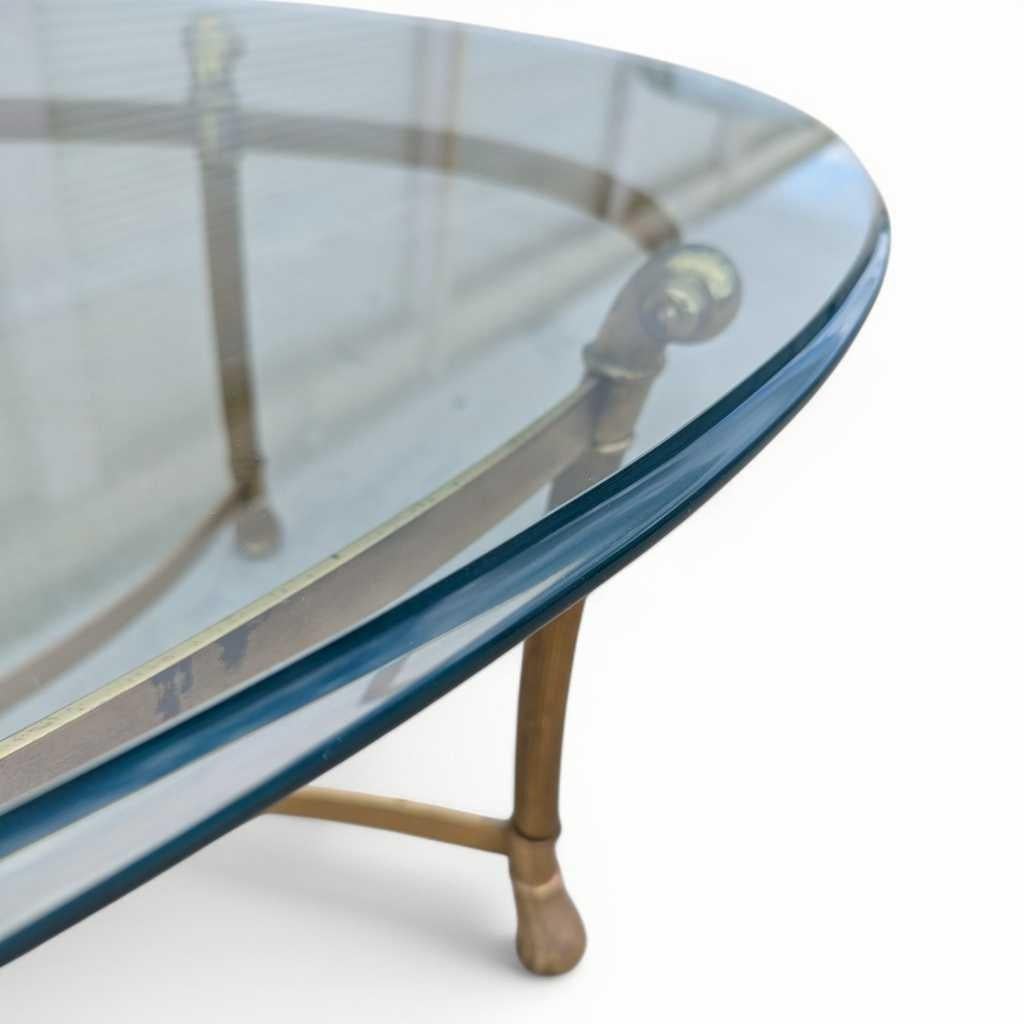 Labarge, Oval Brass Base Coffee Table, Glass Top, USA, c. 1970s For Sale 10