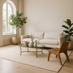 Labarge, Oval Brass Base Coffee Table, Glass Top, USA, c. 1970s