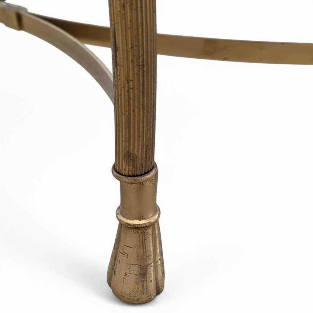 Labarge, Oval Brass Base Coffee Table, Glass Top, USA, c. 1970s For Sale 2