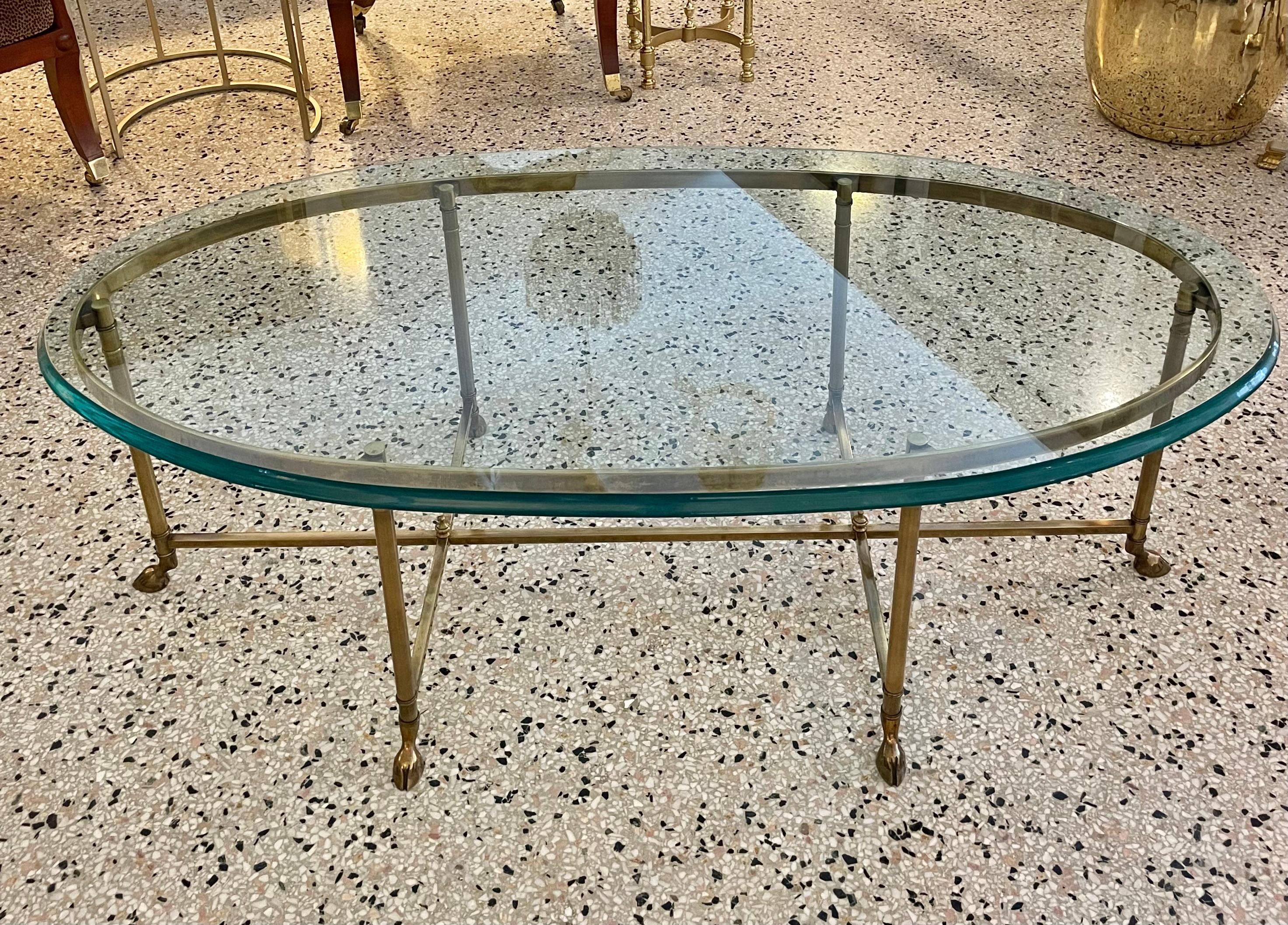 Hollywood Regency LaBarge Oval Brass Cocktail Table