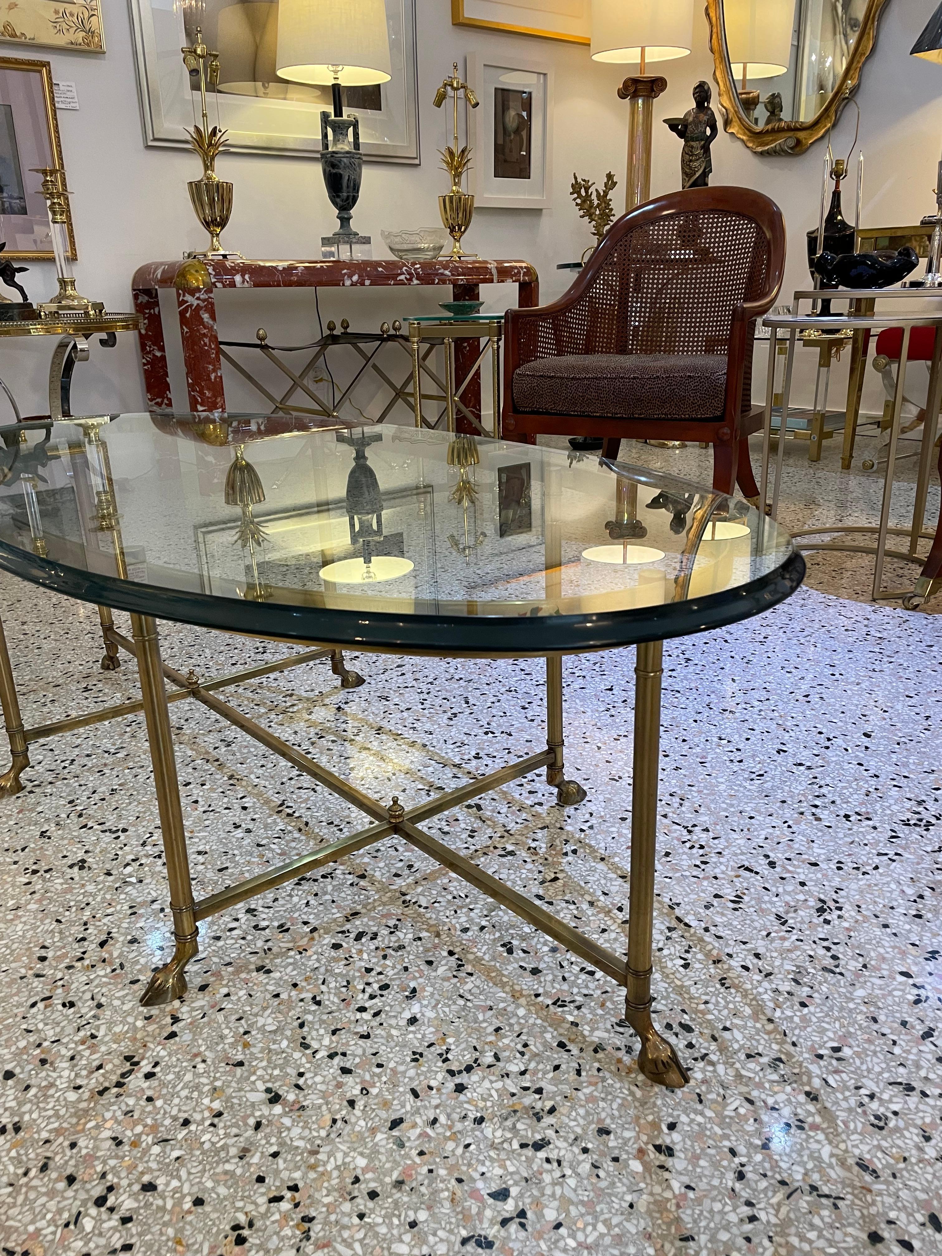 American LaBarge Oval Brass Cocktail Table