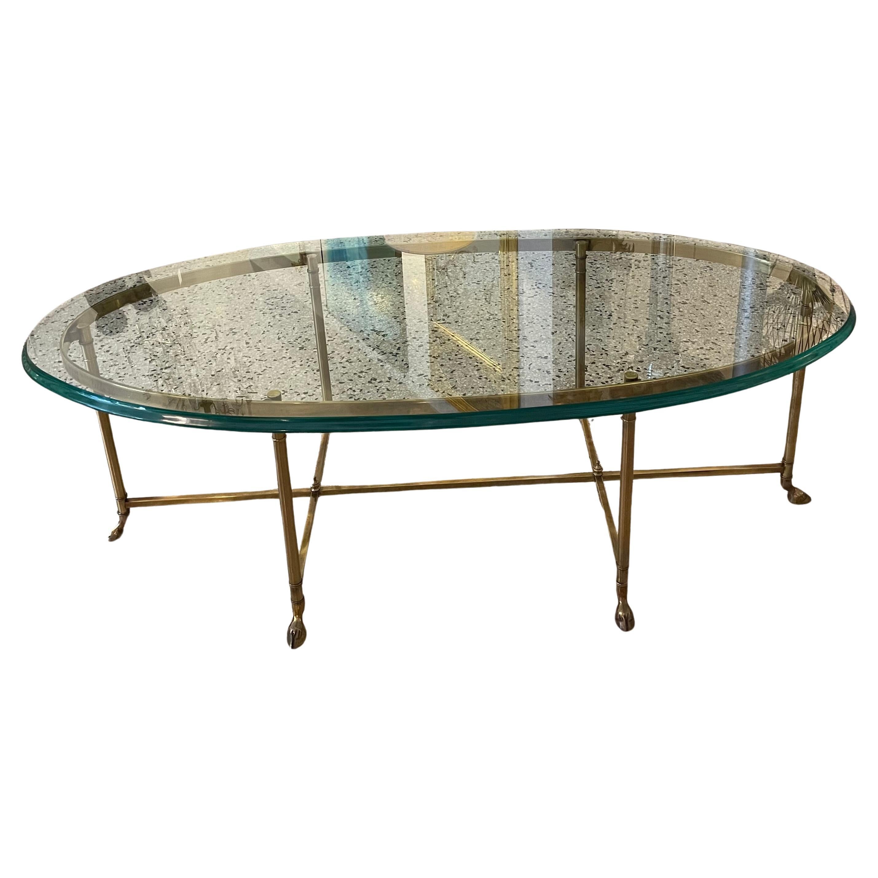 LaBarge Oval Brass Cocktail Table