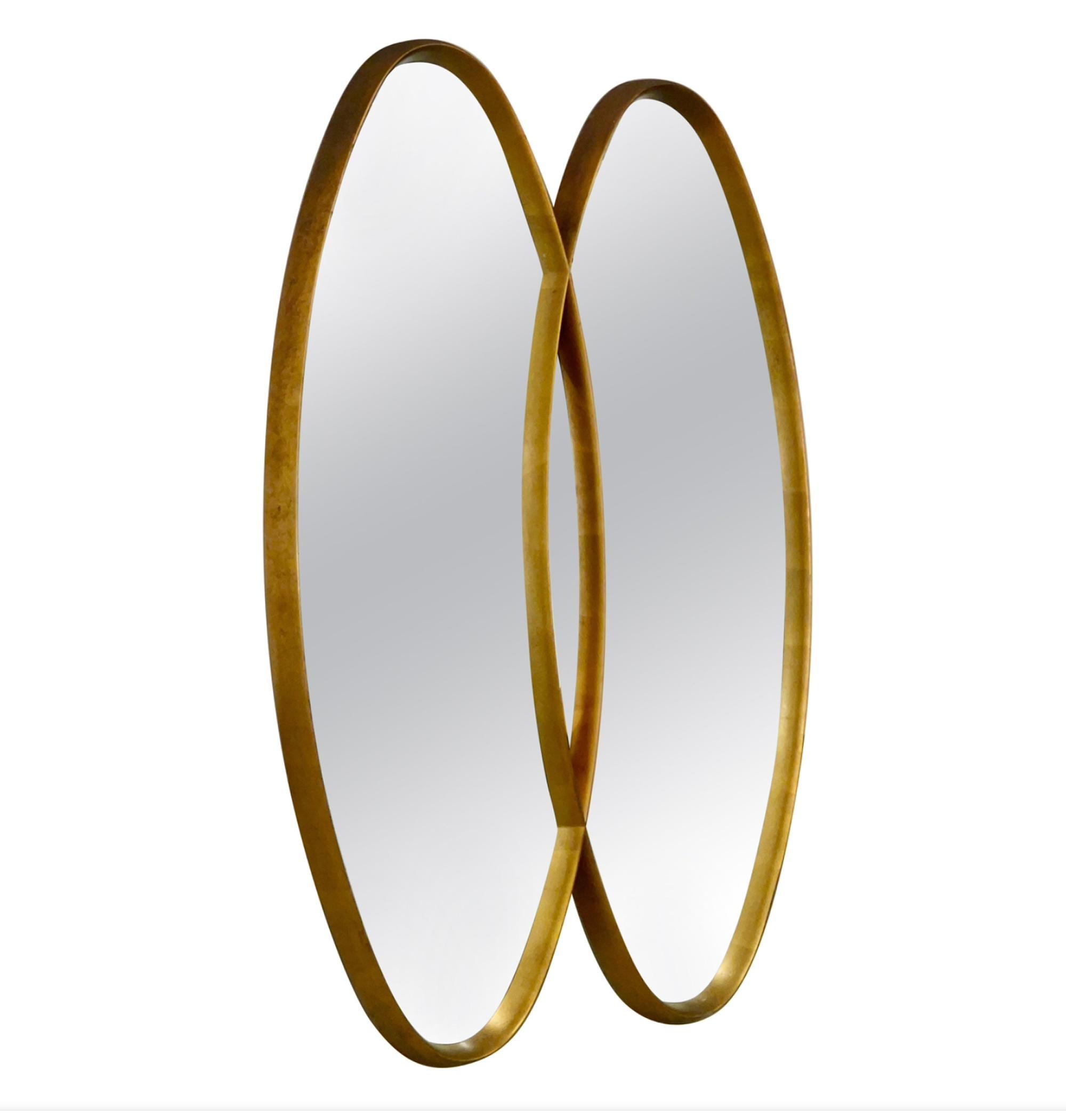 Hollywood Regency LABARGE OVAL Overlapping WALL MIRRORS - MID-CENTURY glamour For Sale