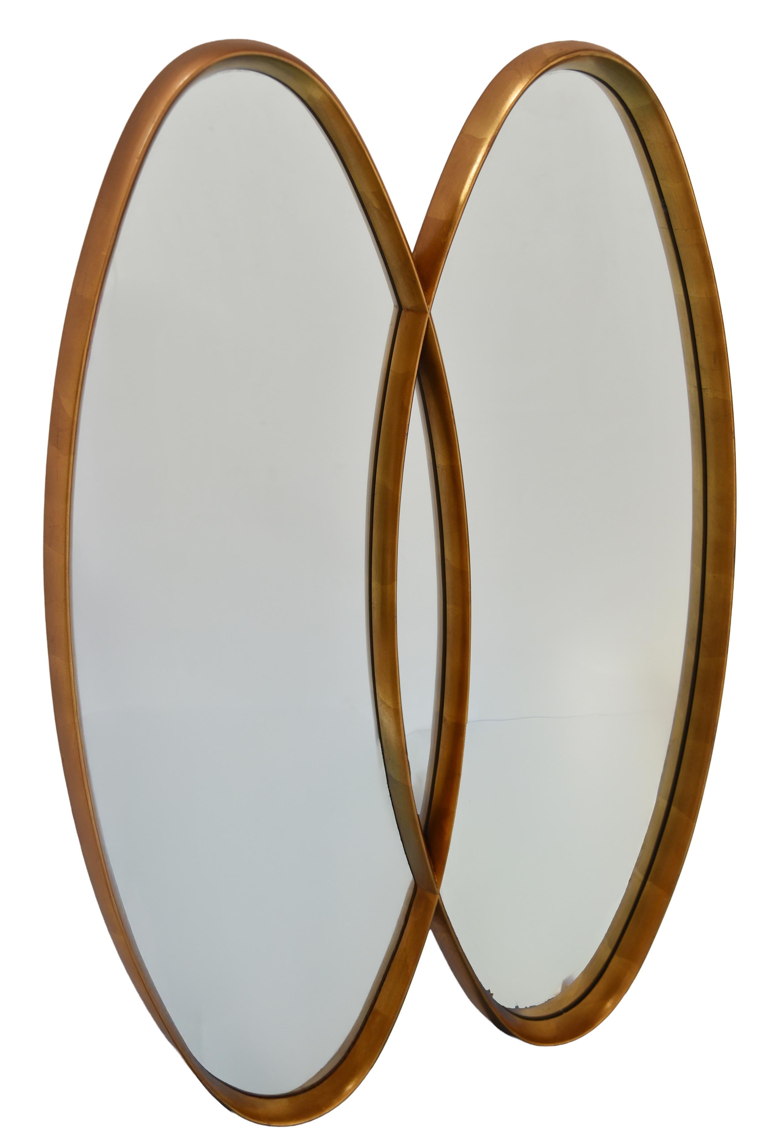 ESPEJOS DE PARED SUPERPUESTOS OVALES LABARGE - glamour MID-CENTURY en Bueno estado para la venta en Hawthorne, CA