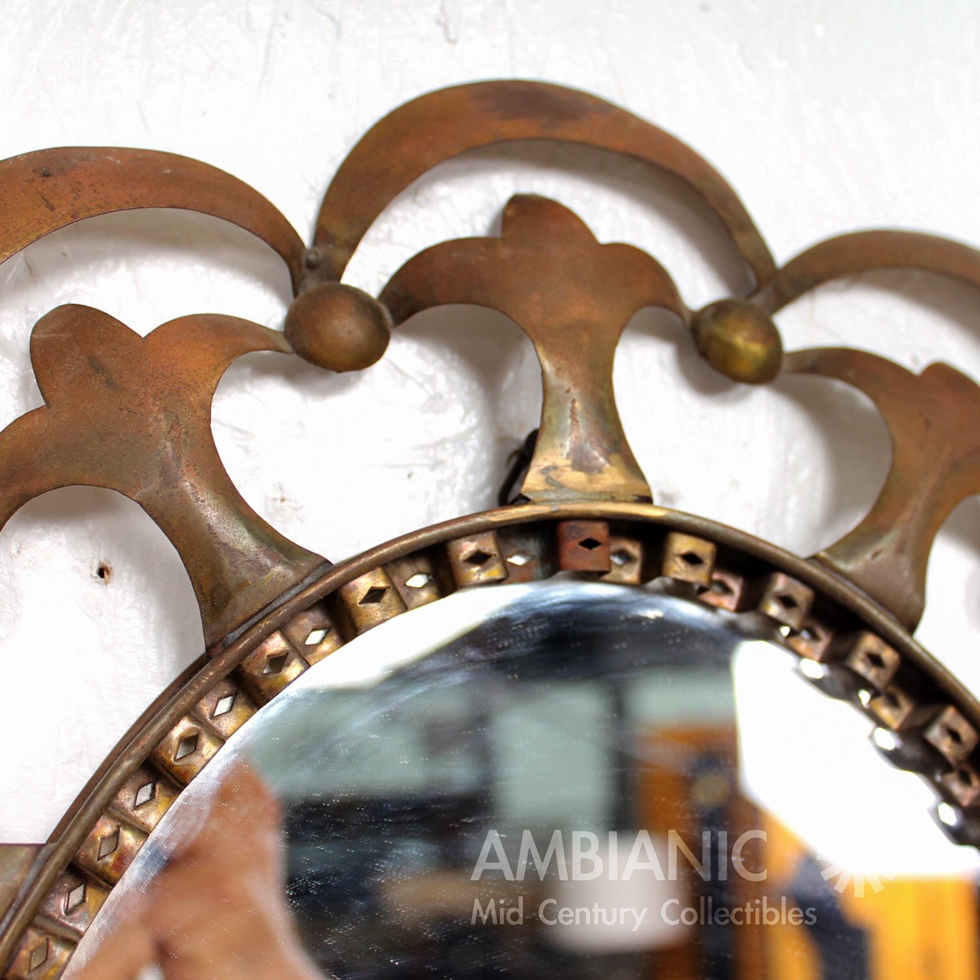 Unknown Labarge Regency Fleur-de-Lis Oval Wall Mirror Solid Brass Subtle Ornate Detail