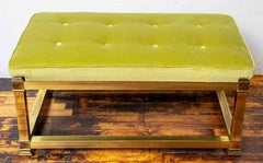 LaBarge Retangular Brass Upholstered Bench